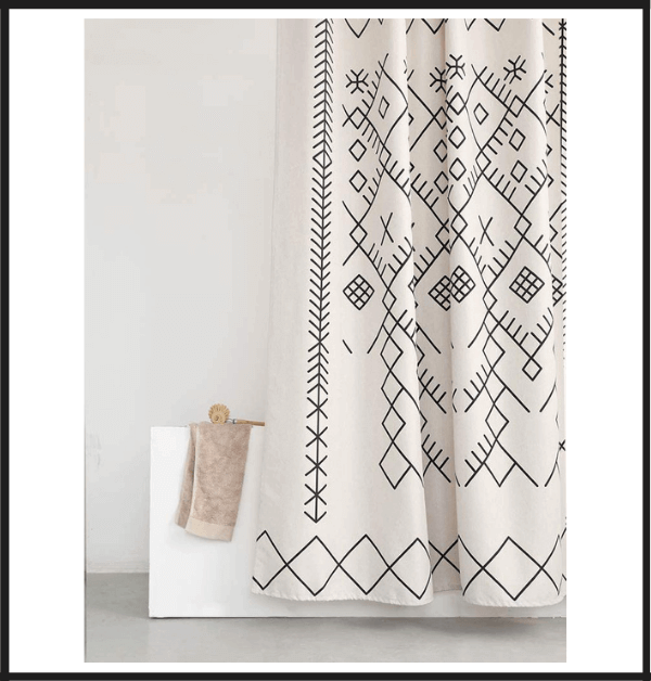 YoKii Boho Moroccan Waterproof Fabric Shower Curtain For Walk-in Shower