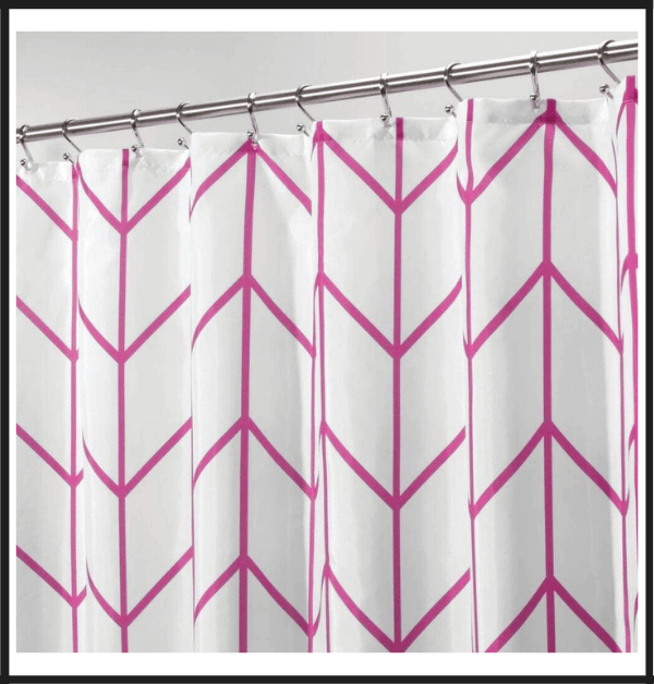 mDesign Decorative Chevron Polyester Fabric Shower Curtain For Walk-in Shower
