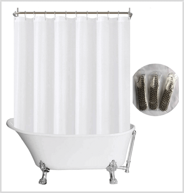 N&Y HOME Fabric Extra Wide Shower Curtain For Clawfoot Tub