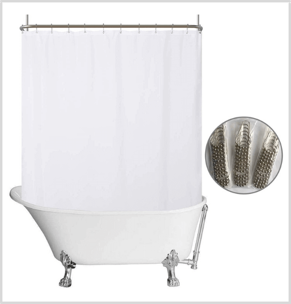 N&Y HOME Waterproof Fabric Extra Wide Clawfoot Tub Shower Curtain
