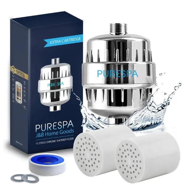 PureSpa High Output 15 Stage Shower Filter For Blonde Hair And Dry Skin