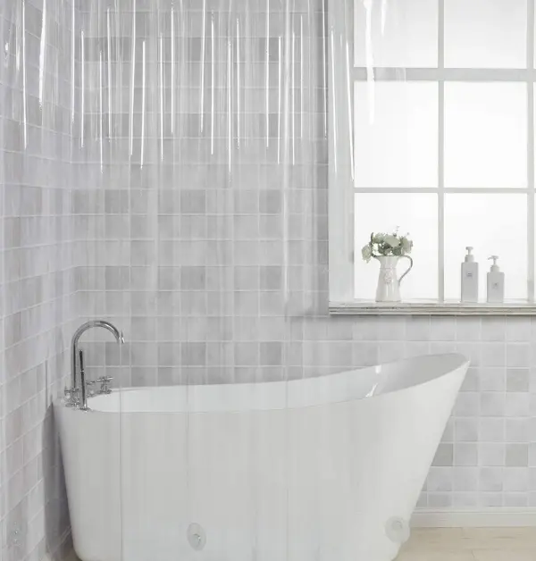 AmazerBath Shower Curtain Liner with Heavy Duty Clear Stones