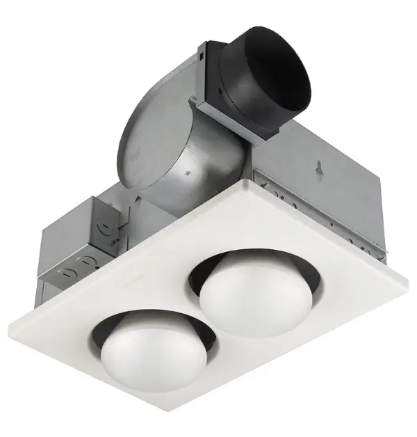 Broan-NuTone 164 Type IC Infrared Two-Bulb Ceiling Exhaust Fan With Light and Heater