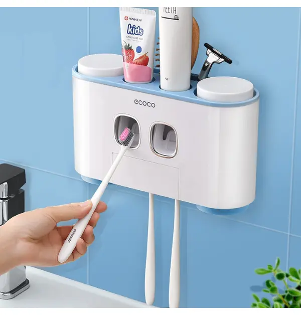 VNYIFAN Toothbrush Holder with Automatic Electric Toothpaste Dispenser Wall Mounted for Bathroom