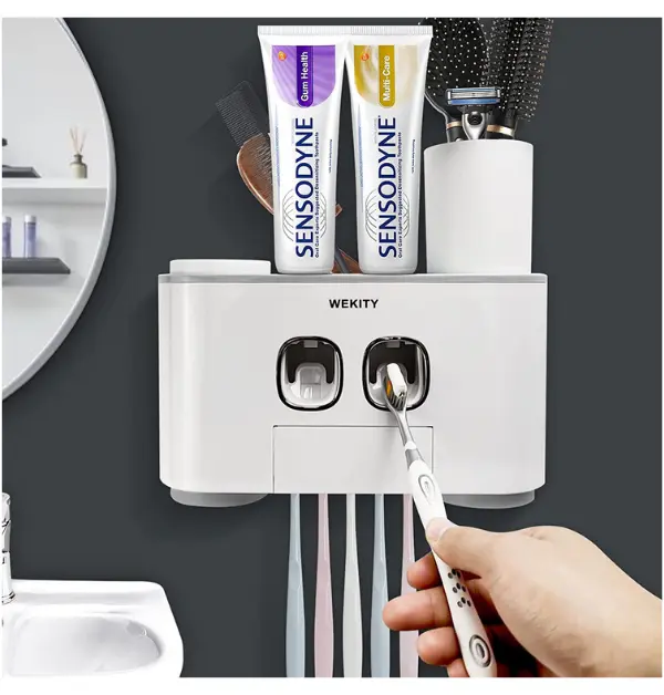 WEKITY Multi-Functional Toothbrush with Toothpaste Dispenser for Bathroom